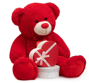 <span class=keywords><strong>Peluche</strong></span> personalizzato grande orsacchiotto <span class=keywords><strong>rosso</strong></span> con nastri - Product Image 2