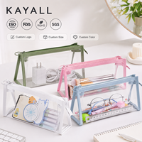 Trousse à crayons transparente de grande capacité, sac à stylos simple, trousse à cosmétiques Kawaii, fournitures scolaires et de bureau