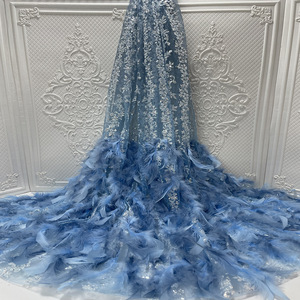 Tissu de broderie de plumes robe de princesse à pampilles robe de soirée poudre sequin dentelle maille gaze pour <span class=keywords><strong>mariage</strong></span> robes de femme - Product Image 2