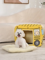 Lit pour animaux de compagnie rectangulaire en peluche de luxe pour chiens et chats, utilisation en extérieur, toutes saisons, design fermé confortable pour petits chiens, confort chaud en hiver