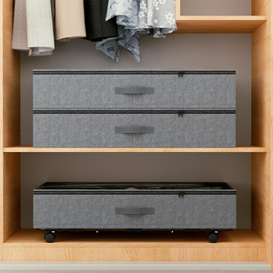 Organisateurs en tissu à rotation sous le lit Boîtes de rangement pliables sous le lit avec roues - Product Image 4