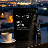OEM/ODM Café instantané pour homme, stimulant doux et vitalisant, boisson bien-être pour l'énergie interne constante, sachet noir de 18g en doypack