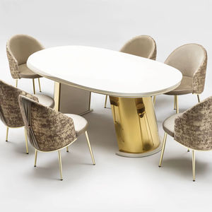 Juego de Comedor Moderno Milano de 6 Piezas con Cubierta de Madera y Patas de Hierro, Estilo Europeo, Muebles para el Hogar - Product Image 1