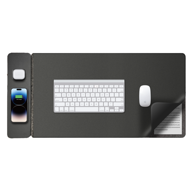 Office Decor Accessories Fast 15W Wireless Charging Mat Desktop Leather Mouse Pad Detachable Strong Magnetic Office Gaming Mat