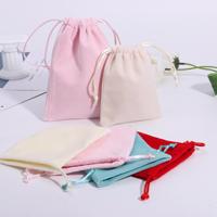 Sac en toile de coton personnalisé en gros, petit, recyclé, coloré, avec cordon de serrage, emballage avec logo
