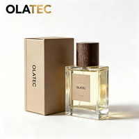 Botella de Perfume de Lujo Minimalista, Botella de Perfume de Vidrio Vacía con Tapa de Madera, Botellas de Perfume con Cajas de Empaque