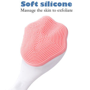 Silicone Recyclable Manual <strong>Scrub</strong> Brush Long Handle Soft Hair Facial Wash Massage Gemstone <strong>Watch</strong> Care Body Cleaning - Product Image 2