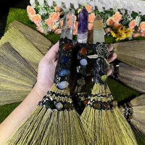 Balais de cristal en pierre de guérison, matériaux mixtes, balais d'améthyste de rêve pour la décoration, vente en gros - Product Image 2