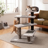 Arbre à chat de luxe en bois à quatre niveaux avec plateformes rotatives, poteaux en corde de sisal et lit supérieur pour chats d'intérieur - Durable