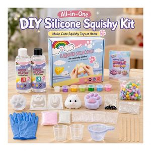 Kit de moulage de squishies pour loisirs créatifs, caoutchouc de silicone bicomposant, moules pour animaux, pâte colorante, gobelets doseurs, mélangeurs en bois - Product Image 3