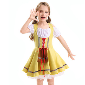 Vestido Dirndl Amarillo para Niñas, Estilo Oktoberfest, Corte en A, Chifón Lavable, Disfraz para Festivales - Product Image 2