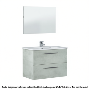 Mueble de Baño Suspendido Aruba 57x80x45 Cm Lacado en Blanco con Espejo y Lavabo Incluidos - Product Image 3