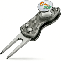 Outil de golf de luxe en aluminium et cuivre, personnalisé, codé par couleur, usiné CNC, pour le repiquage et la coupe de cigares, avec couteau papillon intégré