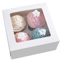 Impression personnalisée De Noël Gâteau Kraft Papier Boîte 4 Tenir Boulangerie Gâteau Boîte Avec Fenêtre