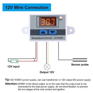 XH-W3001 12V 24V 220V Digital digital <b>thermostat</b> temperature switch microcomputer temperature <b>controller</b> temperature control - Product Image 3