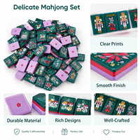 Jeu de Mahjong américain 160 pièces, en acrylique 4 couches, imperméable, résistant aux rayures, tuiles de Mahjong à motif personnalisé Casse-Noisette de Noël