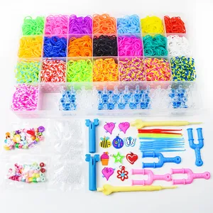 HOT SALE 6800PCS Regenbogen hand gestricktes Gummiband Webstuhl Kit Geflochtenes Armband Gummibänder DIY Lernspiel zeug Gummiband Set