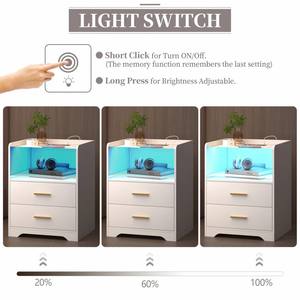 Mesita de noche eléctrica estrecha Retro blanca moderna del Reino Unido, mesita de noche para sofá, mesitas de noche de madera maciza con luz Led <span class=keywords><strong>y</strong></span> cajón - Product Image 3