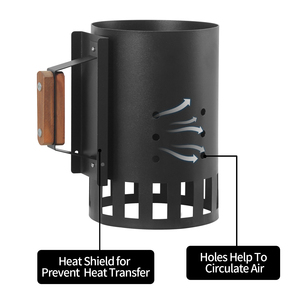 Stainless Steel <strong>BBQ</strong> Charcoal <strong>Chimney</strong> Starter with Wood Handle, Large Capacity <strong>BBQ</strong> Lighter Tool - Product Image 4