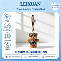 Porte-clés créatif en peluche ours en peluche avec mousqueton, lunettes et appareil photo, style rétro, animal en peluche doux, ornement suspendu en relief