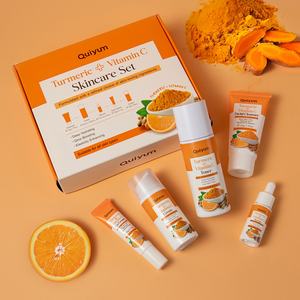 Set de Cuidado Facial Quiyum de Marca Privada: Crema, Sérum, Tónico, Limpiador Facial, Crema para Ojos, con Cúrcuma y Vitamina C - Product Image 2