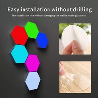 Lot de 6 lampes murales de luxe rvb à capteur tactile pour maison moderne, panneaux géométriques en nid d'abeille, lampe murale hexagonale à LED