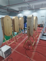 Oval Solid Wood Mirror Photobooth 40 Inch Glass with 21.5 Touch Screen Interactive LED Light Event Venue