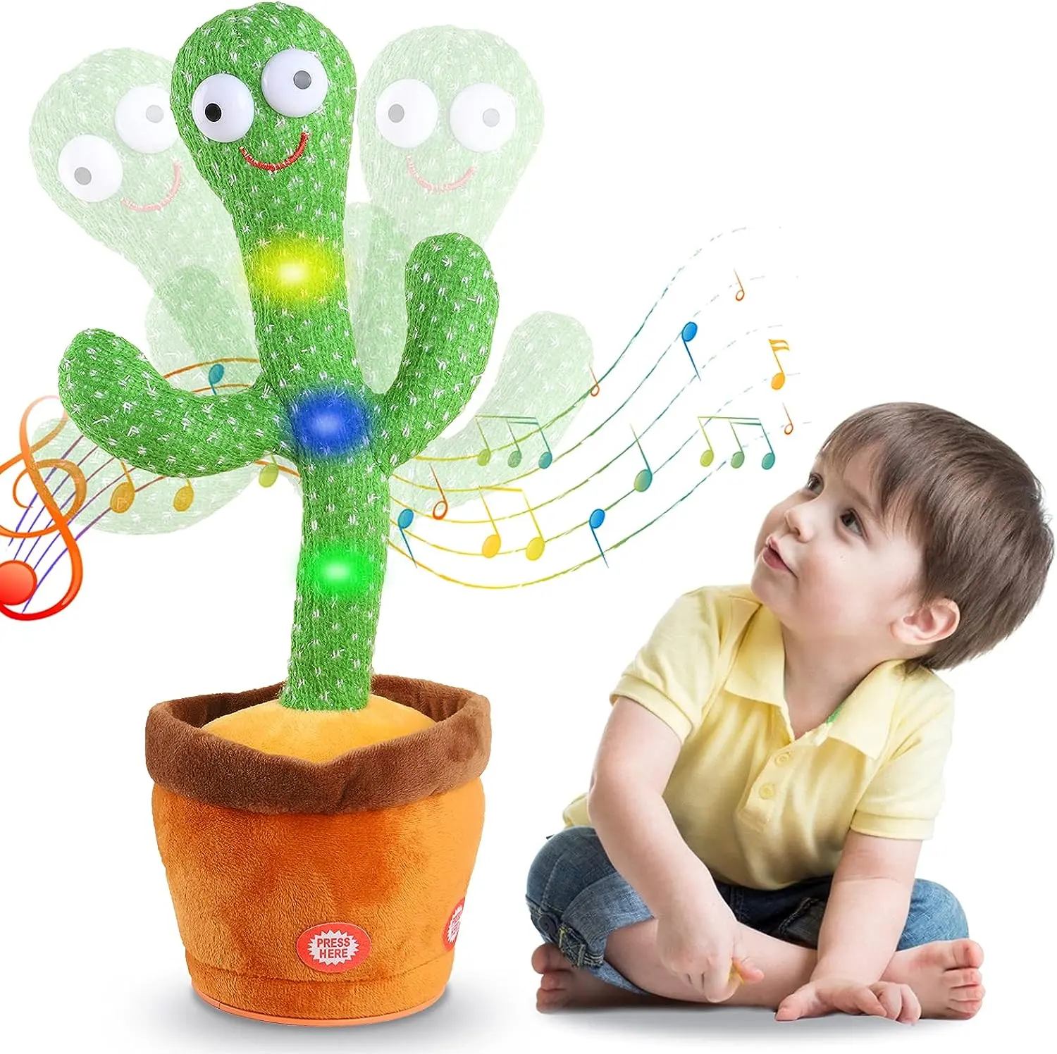 Dansende Cactus Pratende Herhaling Zingen Zonnige Cactus Speelgoed 120 Pcs Liedjes Voor Baby 15S Nemen Je Geluid Op + Dansen + Opname + Led