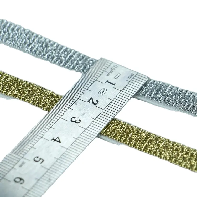 All'ingrosso 10mm 15mm tessuto dorato Glitter spalline elastiche fascia elastica del reggiseno ad alta tenacità
