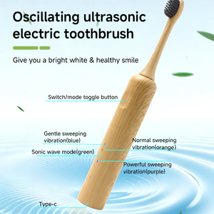 <span class=keywords><strong>Brosse</strong></span> à dents électrique sonique professionnelle ODM Premium 37000 VPM avec tête en bambou naturel pour la distribution de marques - Product Image 3