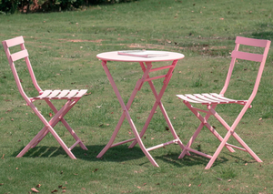 Juego <span class=keywords><strong>de</strong></span> mesa plegable <span class=keywords><strong>de</strong></span> metal estilo bistró <span class=keywords><strong>de</strong></span> 3 piezas moderno, alta capacidad, ligero, para jardín, parque, muebles <span class=keywords><strong>de</strong></span> hierro para exteriores - Product Image 4