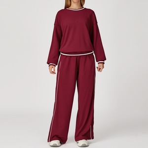 Set Felpa con Cappuccio Bicolore da <span class=keywords><strong>Donna</strong></span> con LOGO Personalizzabile, <span class=keywords><strong>Tuta</strong></span> in Pile OEM/ODM con Stampa Logo per Moda Street - Product Image 4