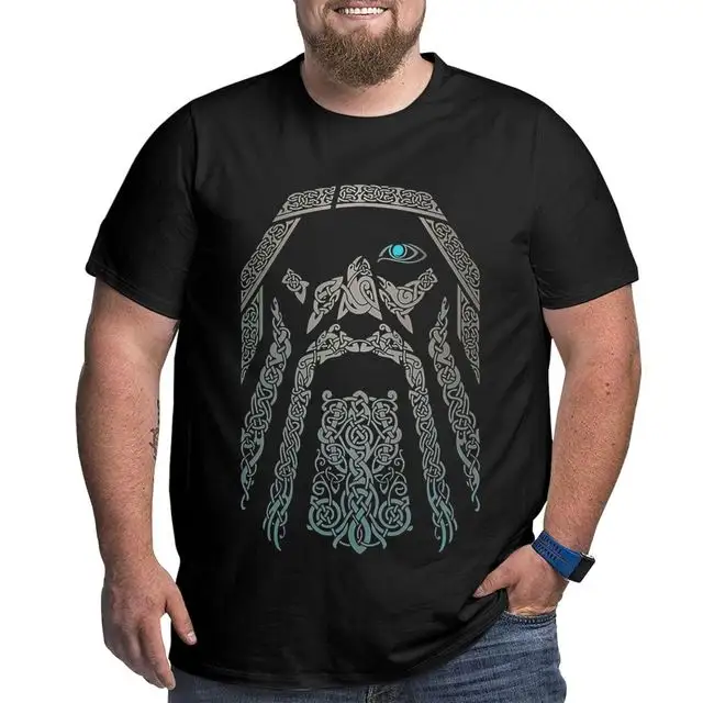 100% Cotton Viking Graphic T Shirts for Big Tall Man Oversized T-shirt Plus Size Top Tee Men's Loose Large Top Clothing 5XL 6XL