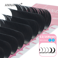 Extensions de cheveux synthétiques ANNAFRIS personnalisées avec logo, volume intense, ultra-légères, 0,05 0,07 0,10 0,12 mm, longueurs mixtes, faites à la main
