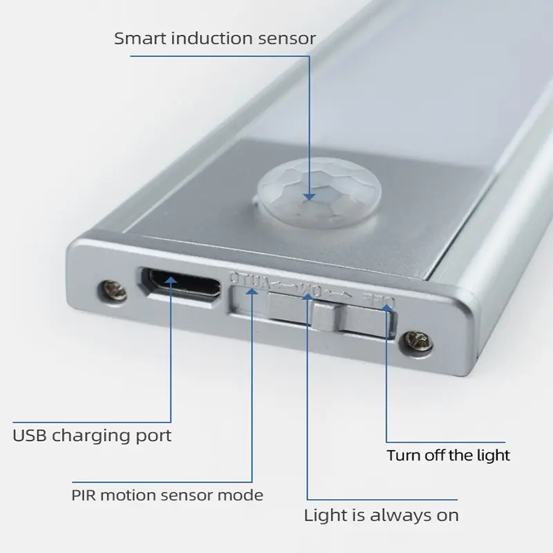 Closet Cabinet Light Led Wireless Battery Smart Body Motion Sensor Led night light for Kitchen Counter Clear Luminous USB Auto