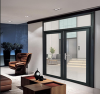 Porte à battant en aluminium insonorisée, design à pont thermique, double vitrage trempé, isolation thermique moderne pour l'extérieur de la maison