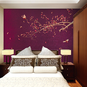 Mural de Pared Bordado Personalizado sin Costuras, Motivo Floral de Aves, Estilo Chino, Decoración del Hogar, Rectangular, Tela de Poliéster No Tejida - Product Image 1
