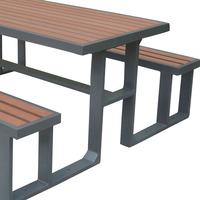 Bois-plastique Composite Top Cadre En Aluminium Étanche Forte Une Pièce Connexion Parc Extérieur Salle À Manger Table Chaise Parc Banc