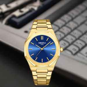 Edizione limitata 42mm oro quarzo analogico orologio analogico con cronografo calendario completo di lusso in acciaio inox lega Band AKICE - Product Image 6