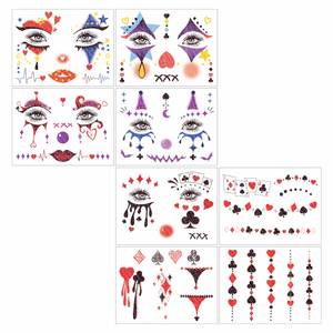 Wholesale Latest Hot Selling 3D Halloween Masquerade Facemask Sexy Horror Water Transfer Gold Tattoo <b>Stickers</b> - Product Image 1
