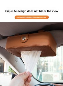 Boîte à mouchoirs portable en cuir pour voiture avec crochet pour pare-soleil et support de serviettes suspendu au dossier de siège, accessoire intérieur automobile - Product Image 3