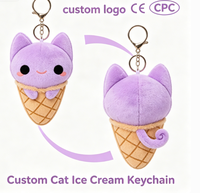 Fabricant OEM – Porte-clés en peluche personnalisé en coton PP, en forme de crème glacée, mignon et doux, unisexe, pour cadeaux d'enfants