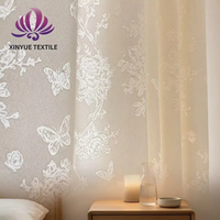 Rideaux Jacquard Floraux 3D Personnalisés 100% Polyester Style Moderne Effets de Lumière et d'Ombre Ignifuges Voilage pour Salon