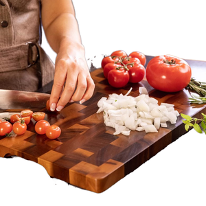 Custom Small Kitchen Wood Chopping Block Set Acacia End Grain Rectangle 1.5 cm Thick Meat Vegetables Butcher's Cutting Board - Product Image 1
