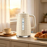 Bouilloire électrique commerciale en plastique durable de 1,7 L avec logo personnalisé, chauffe-eau automatique pour infuser le thé