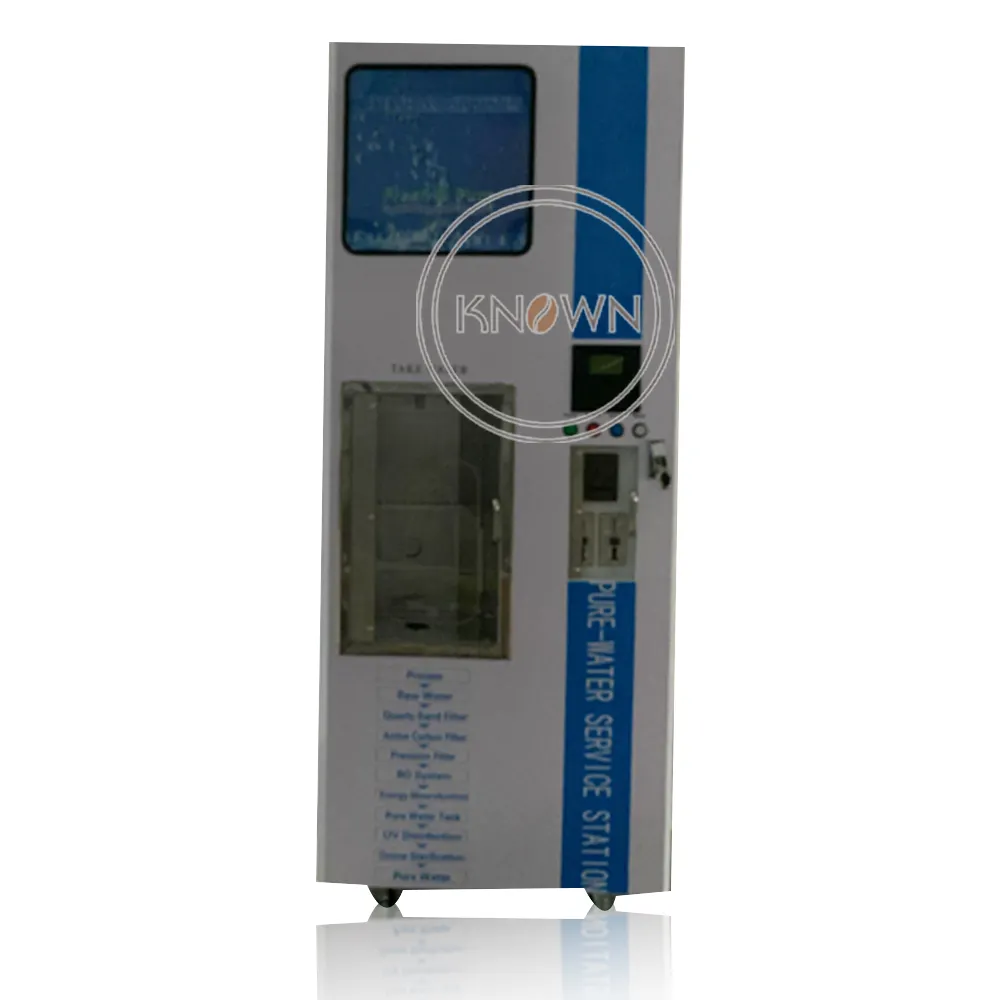 2022 KN-300J model 200GPD 32L/H coin and IC card operated give change washing function commercial water refill vending machine