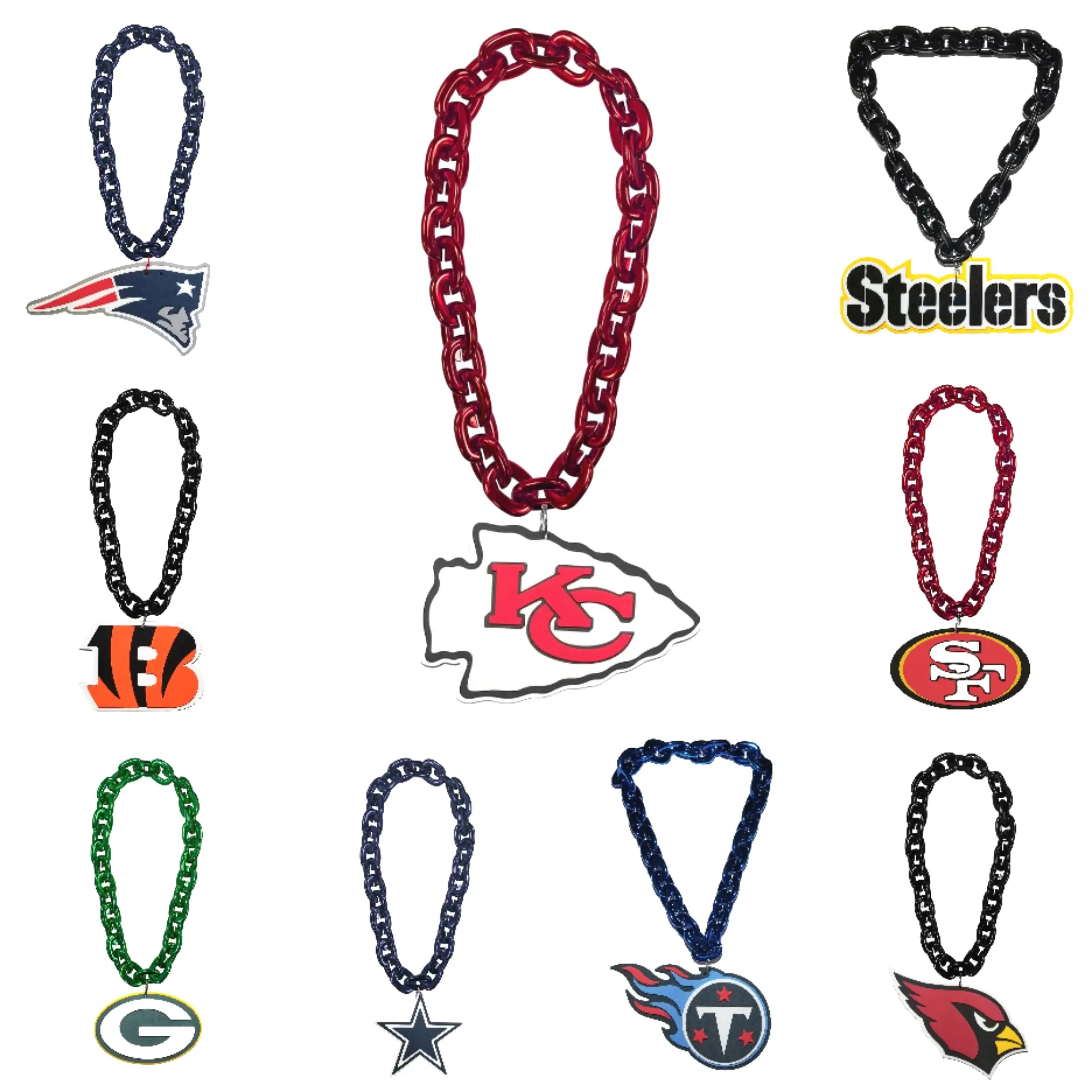 WT vente en gros/personnaliser les équipes Loge surdimensionné 3D EVA mousse collier Football Baseball Fan chaîne Fanfave Fanchains collier