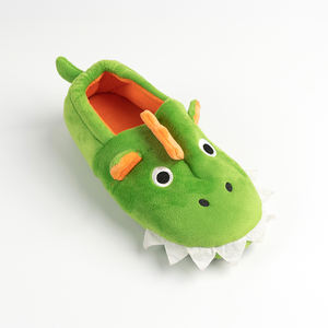 Fabrika satış ucuz fiyat ev ev terliği çocuklar çeşitli renkler sevimli kış kadife dinozor terlik erkek - Product Image 5