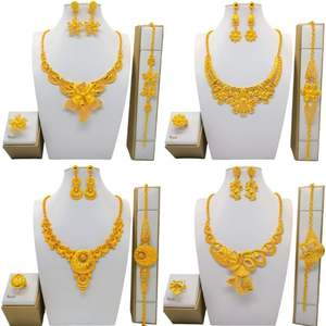Parures de bijoux de mariage pour femmes, bijoux en <span class=keywords><strong>or</strong></span> de Dubaï 24 carats, vente en gros, bijoux plaqués <span class=keywords><strong>or</strong></span> de Dubaï, dernières nouveautés - Product Image 1
