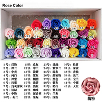 Vente en gros de petites têtes de roses artificielles faites à la main 50 pcs boîte de roses de mariage rouges faveurs cadeaux de retour roses de savon